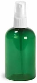 Natural Farms 8 oz Green Boston BPA FREE Bottles - 6 Pack Empty Refillable Containers - Essential Oils Cleaning Products - Aromatherapy | White Fine Mist Sprayers - Made in the USA