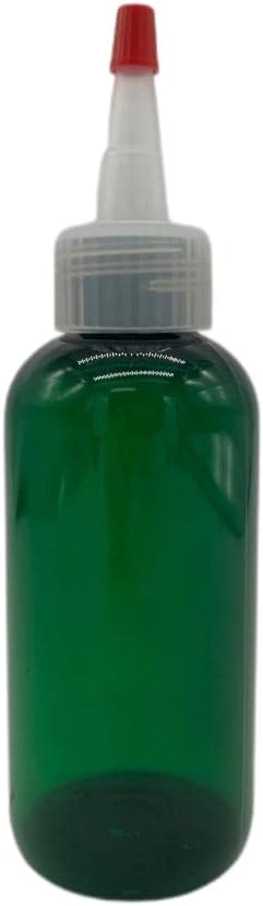 Natural Farms 4 oz Green Boston BPA FREE Bottles - 12 Pack Empty Refillable Containers - Essential Oils Cleaning Products - Aromatherapy | Natural Yorker Cap with red tip - Made in the USA