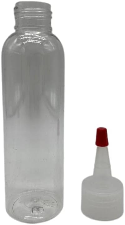 Natural Farms 4 oz Clear Cosmo BPA FREE Bottles - 8 Pack Empty Refillable Containers - Essential Oils - Hair - Aromatherapy | Natural Yorker Cap with red tip - Made in the USA