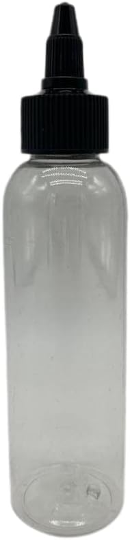 Natural Farms 4 oz Clear Cosmo BPA FREE Bottles - 8 Pack Empty Refillable Containers - Essential Oils - Hair - Aromatherapy | Black Twist Open/Close Cap - Made in the USA