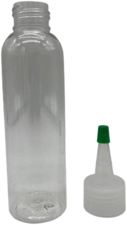 Natural Farms 4 oz Clear Cosmo BPA FREE Bottles - 8 Pack Empty Refillable Containers - Essential Oils - Hair - Aromatherapy | Natural Yorker Cap with green tip - Made in the USA