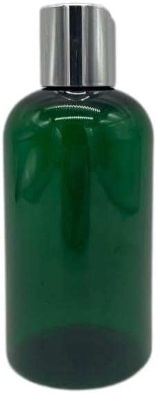 Natural Farms 8 oz Green Boston BPA FREE Bottles - 8 Pack Empty Refillable Containers - Essential Oils - Aromatherapy | Silver Disc Cap - Made in the USA
