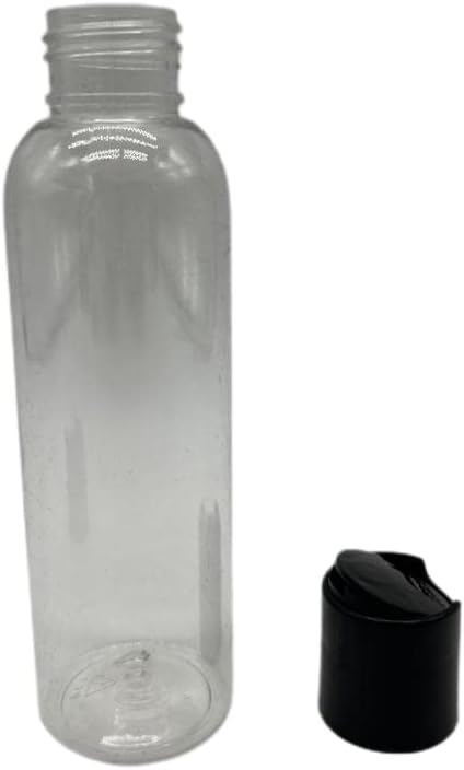 Natural Farms 4 oz Clear Cosmo BPA FREE Bottles - 8 Pack Empty Refillable Containers - Essential Oils - Hair - Aromatherapy | Smooth Black Disc Cap - Made in the USA