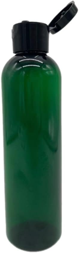 Natural Farms 4 oz Green Cosmo BPA FREE Bottles - 8 Pack Empty Refillable Containers - Essential Oils - Hair - Aromatherapy | Black Snap cap - Made in the USA