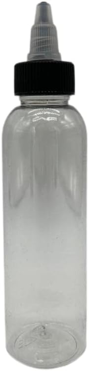 Natural Farms 4 oz Clear Cosmo BPA FREE Bottles - 8 Pack Empty Refillable Containers - Essential Oils - Hair - Aromatherapy | Black/Natural Twist Open/Close Cap - Made in the USA
