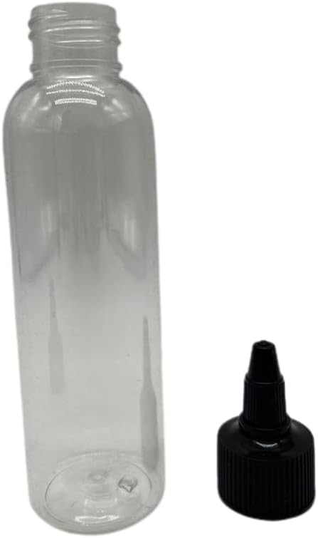 Natural Farms 4 oz Clear Cosmo BPA FREE Bottles - 8 Pack Empty Refillable Containers - Essential Oils - Hair - Aromatherapy | Black Twist Open/Close Cap - Made in the USA