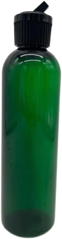 Natural Farms 4 oz Green Cosmo BPA FREE Bottles - 8 Pack Empty Refillable Containers - Essential Oils - Hair - Aromatherapy | Black Spout Cap - Made in the USA