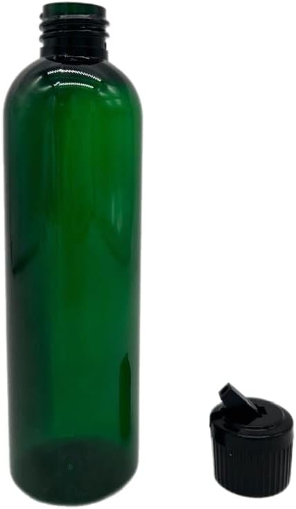 Natural Farms 4 oz Green Cosmo BPA FREE Bottles - 8 Pack Empty Refillable Containers - Essential Oils - Hair - Aromatherapy | Black Spout Cap - Made in the USA