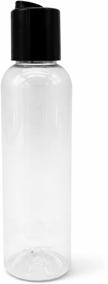 Natural Farms 4 oz Clear Cosmo BPA FREE Bottles - 8 Pack Empty Refillable Containers - Essential Oils - Hair - Aromatherapy | Smooth Black Disc Cap - Made in the USA