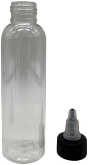 Natural Farms 4 oz Clear Cosmo BPA FREE Bottles - 8 Pack Empty Refillable Containers - Essential Oils - Hair - Aromatherapy | Black/Natural Twist Open/Close Cap - Made in the USA