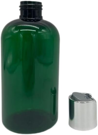 Natural Farms 8 oz Green Boston BPA FREE Bottles - 8 Pack Empty Refillable Containers - Essential Oils - Aromatherapy | Silver Disc Cap - Made in the USA