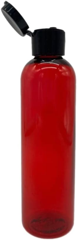 Natural Farms 4 oz Red Cosmo BPA FREE Bottles - 8 Pack Empty Refillable Containers - Essential Oils - Hair - Aromatherapy | Black Snap Cap - Made in the USA