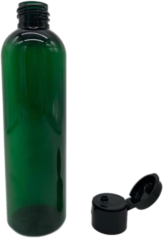 Natural Farms 4 oz Green Cosmo BPA FREE Bottles - 8 Pack Empty Refillable Containers - Essential Oils - Hair - Aromatherapy | Black Snap cap - Made in the USA