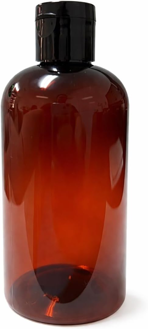 Natural Farms 8 oz Amber Boston BPA FREE Bottles - 2 Pack Empty Refillable Containers - Essential Oils - Aromatherapy | Black Snap cap - Made in the USA