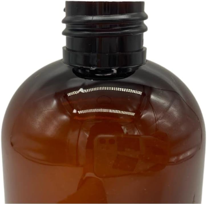 Natural Farms Empty Shampoo Bottles- 8 oz - 6 Pack - Amber Boston Plastic Bottles – Black Flip Top - for Essential Oils- Perfumes- Soap - Creams - Lotions - Gels