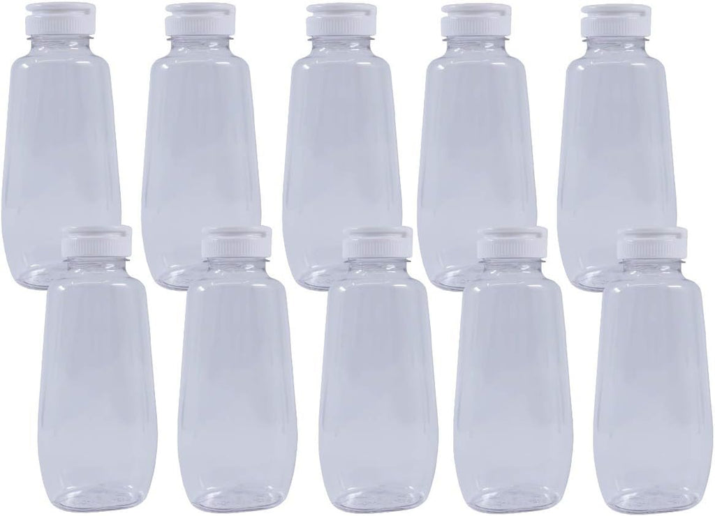 Natural Farms Wide Mouth Oval Plastic Dressing/Sauce Jar with Flip Top Lid and Foam Liner To Seal - 10 Pack- 12 Oz Squeeze Bottles Made in the USA