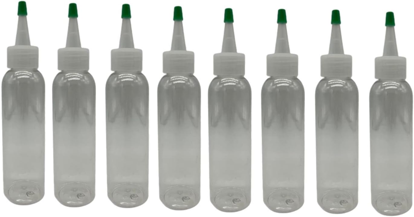 Natural Farms 4 oz Clear Cosmo BPA FREE Bottles - 8 Pack Empty Refillable Containers - Essential Oils - Hair - Aromatherapy | Natural Yorker Cap with green tip - Made in the USA