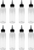 Natural Farms 4 oz Clear Cosmo BPA FREE Bottles - 8 Pack Empty Refillable Containers - Essential Oils - Hair - Aromatherapy | Black/Natural Twist Open/Close Cap - Made in the USA