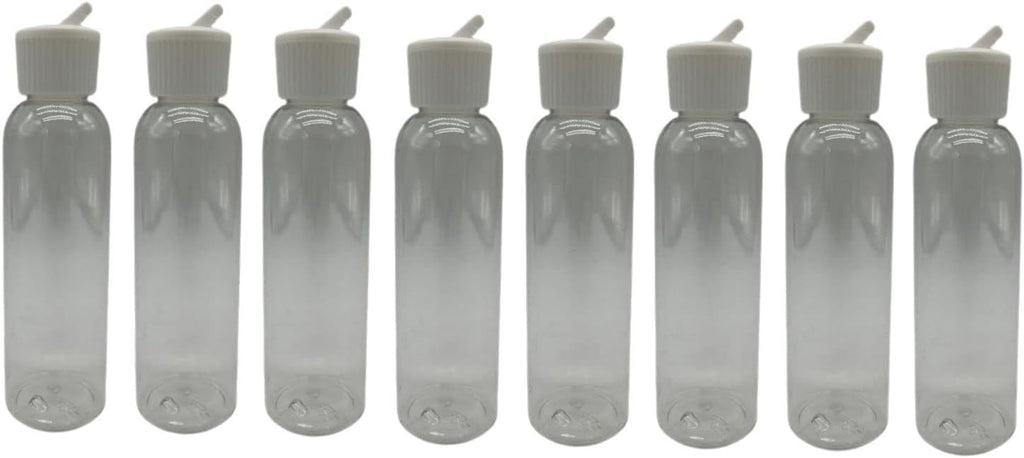 Natural Farms 4 oz Clear Cosmo BPA FREE Bottles - 8 Pack Empty Refillable Containers - Essential Oils - Hair - Aromatherapy | White Spout Cap - Made in the USA