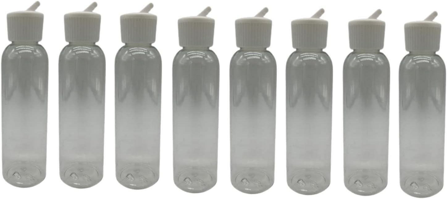 Natural Farms 4 oz Clear Cosmo BPA FREE Bottles - 8 Pack Empty Refillable Containers - Essential Oils - Hair - Aromatherapy | White Spout Cap - Made in the USA