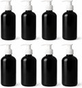 Natural Farms 8 oz Black Boston BPA FREE Bottles - 8 Pack Empty Refillable Containers - Essential Oils Aromatherapy | White Pump - Made in the USA