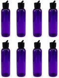 Natural Farms 4 oz Purple Cosmo BPA FREE Bottles - 8 Pack Empty Refillable Containers - Essential Oils - Hair - Aromatherapy | Black Spout Cap - Made in the USA