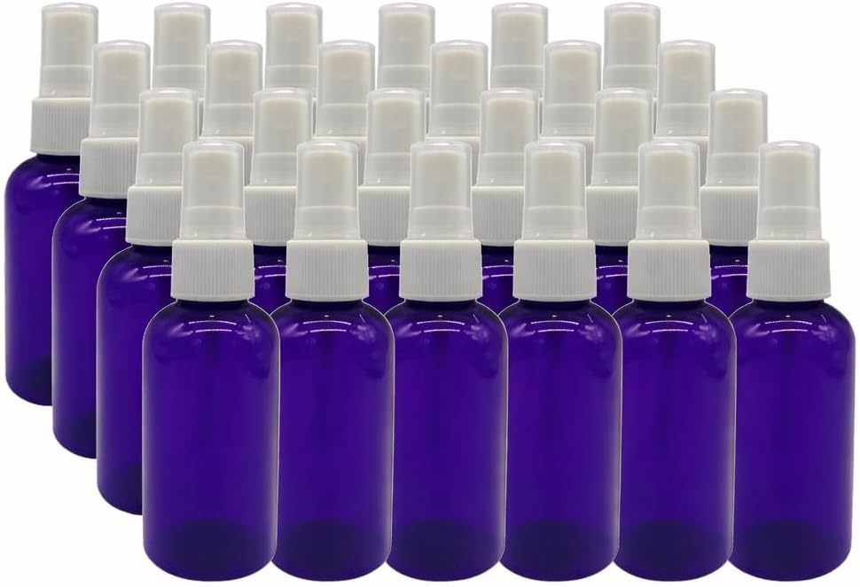Natural Farms 1 oz Purple Plastic BPA FREE Bottles - 8 Pack Empty Refillable Containers - Essential Oils - Hair - Cleaning Products - Aromatherapy | Black Fine Mist Sprayers - Made in the USA
