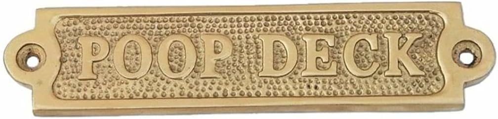 Natural Farms Brass Poop Deck Sign 6" - Solid Brass Wall Plaque