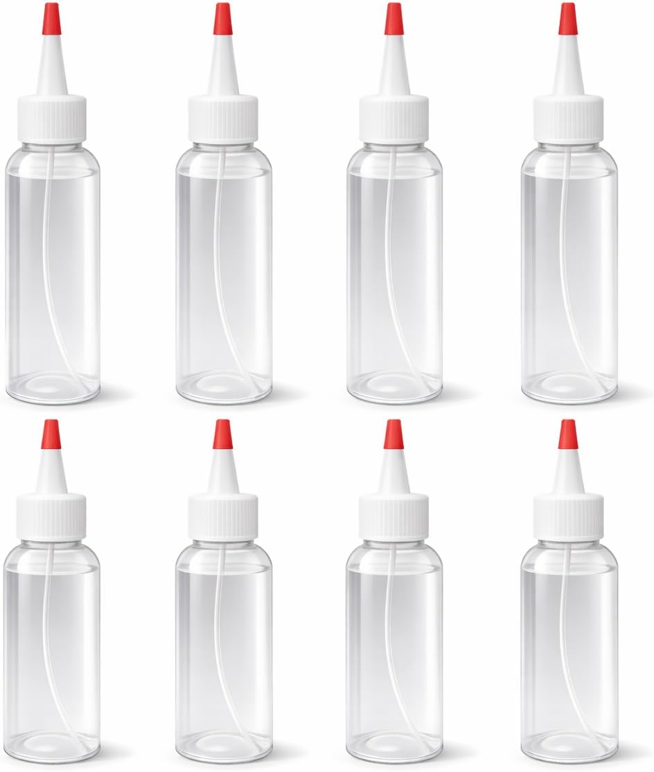 Natural Farms 4 oz Clear Cosmo BPA FREE Bottles - 8 Pack Empty Refillable Containers - Essential Oils - Hair - Aromatherapy | Natural Yorker Cap with red tip - Made in the USA