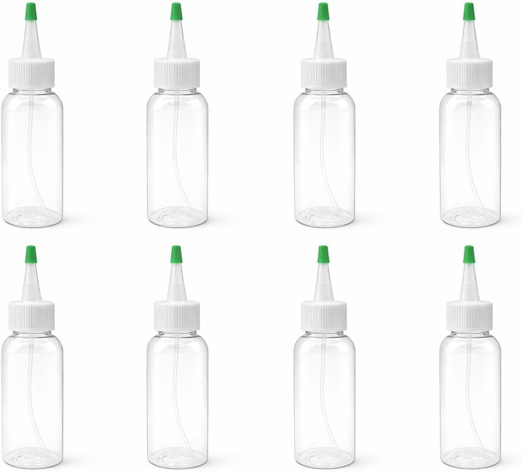 Natural Farms 4 oz Clear Cosmo BPA FREE Bottles - 8 Pack Empty Refillable Containers - Essential Oils - Hair - Aromatherapy | Natural Yorker Cap with green tip - Made in the USA