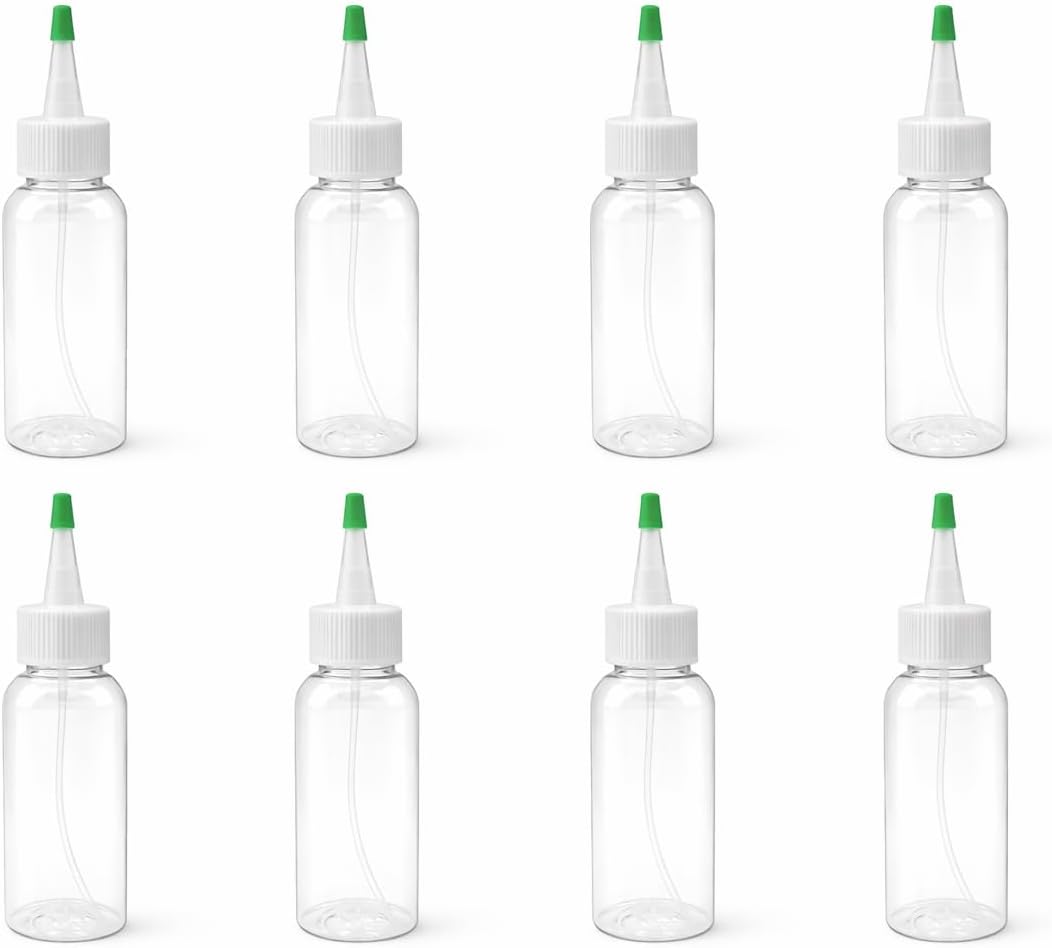 Natural Farms 4 oz Clear Cosmo BPA FREE Bottles - 8 Pack Empty Refillable Containers - Essential Oils - Hair - Aromatherapy | Natural Yorker Cap with green tip - Made in the USA