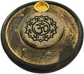 Natural Farms Wooden Round Incense Stick Holder - Cone Burner - Painted Lotus Om – 4” Diameter