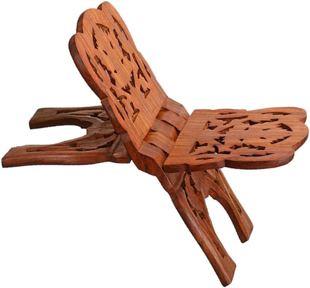 Quaran Holder - 13"x7" - Book Stand - Rihal Rehal - Folding Carved Wood Eid- by Natural Farms