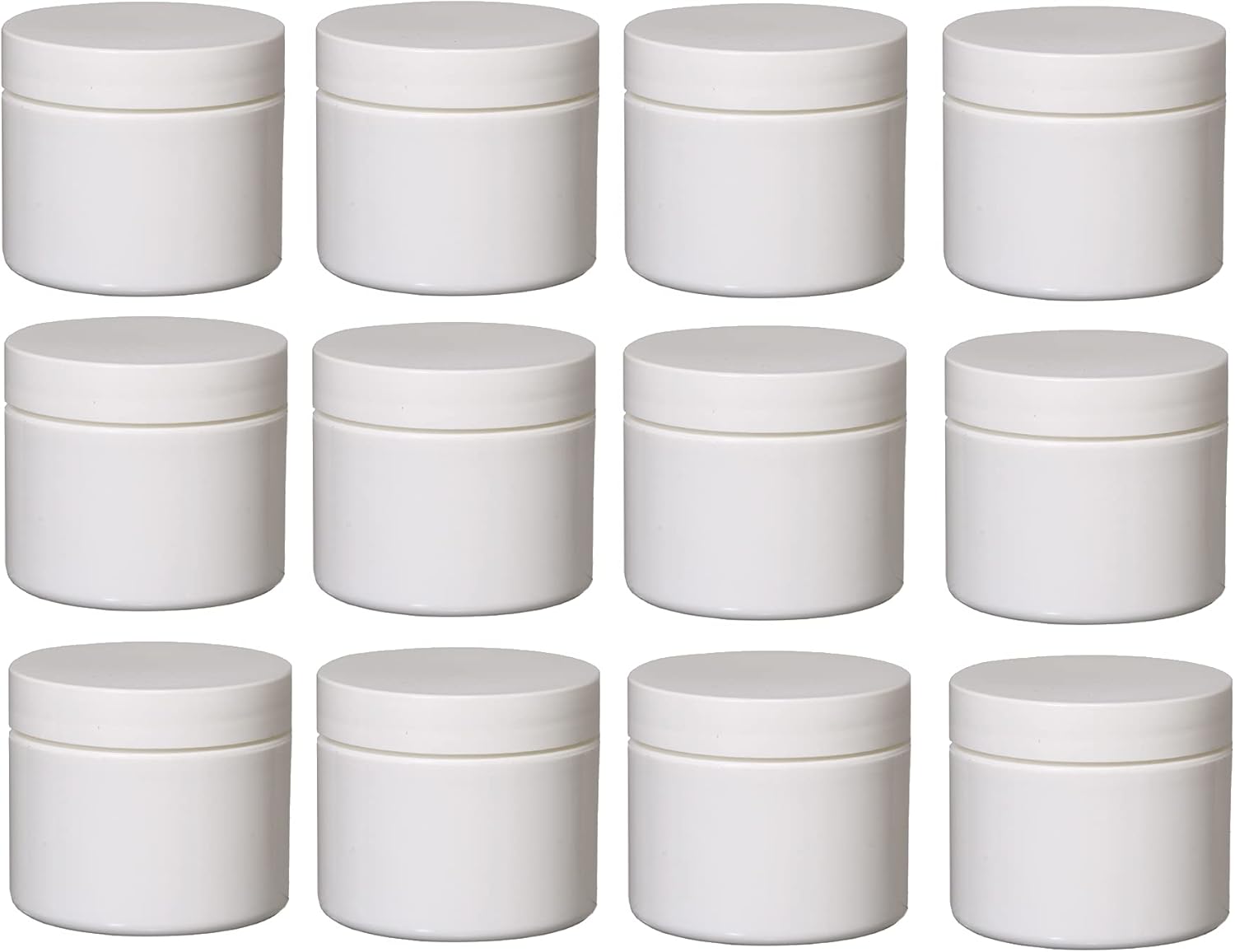 Natural Farms White Double Wall Plastic Jar with Flat Lid 4 oz (Pack of 12)