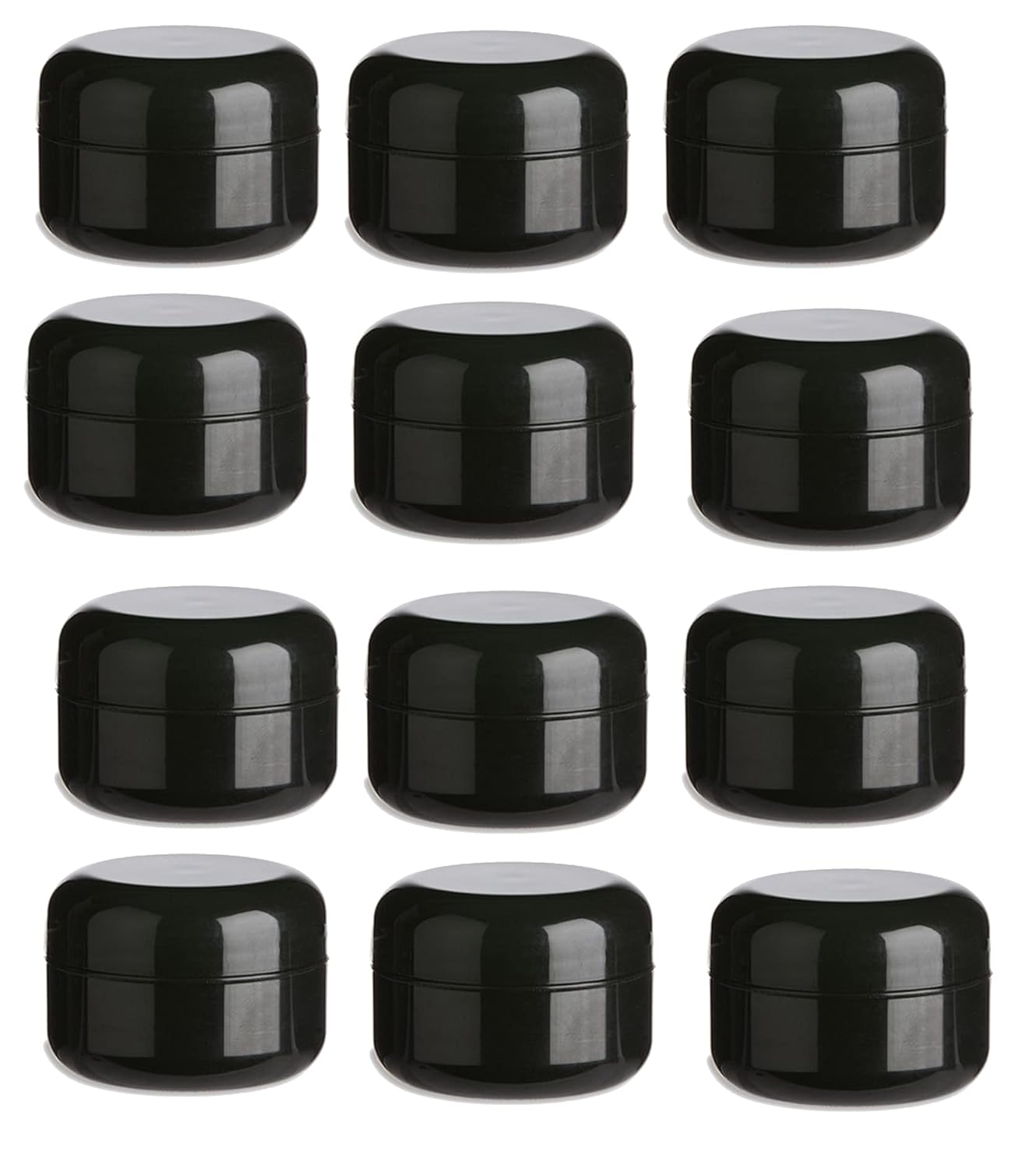 Black Double Wall Plastic Jar with Dome Lid 1/2 oz (Pack of 12)- By Natural Farms