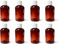 Natural Farms 8 oz Clear Boston BPA FREE Bottles - 8 Pack Empty Refillable Containers - Essential Oils - Aromatherapy | White Smooth Disc Cap - Made in the USA