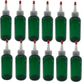 Natural Farms 4 oz Green Boston BPA FREE Bottles - 12 Pack Empty Refillable Containers - Essential Oils Cleaning Products - Aromatherapy | Natural Yorker Cap with red tip - Made in the USA