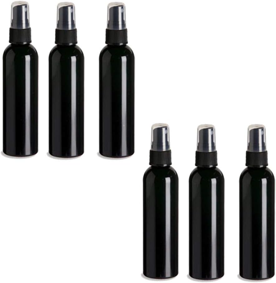 Natural Farms 4oz Black Cosmo Plastic Spray Bottles -6 Pack Empty Spray Bottle Refillable Containers - Essential Oils - Hair - Aromatherapy | black Fine Mist Sprayers with Dust Caps