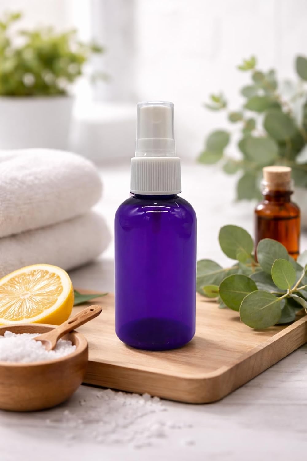 Natural Farms 1 oz Purple Plastic BPA FREE Bottles - 8 Pack Empty Refillable Containers - Essential Oils - Hair - Cleaning Products - Aromatherapy | Black Fine Mist Sprayers - Made in the USA