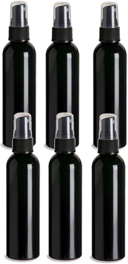 Natural Farms 4oz Black Cosmo Plastic Spray Bottles -6 Pack Empty Spray Bottle Refillable Containers - Essential Oils - Hair - Aromatherapy | black Fine Mist Sprayers with Dust Caps