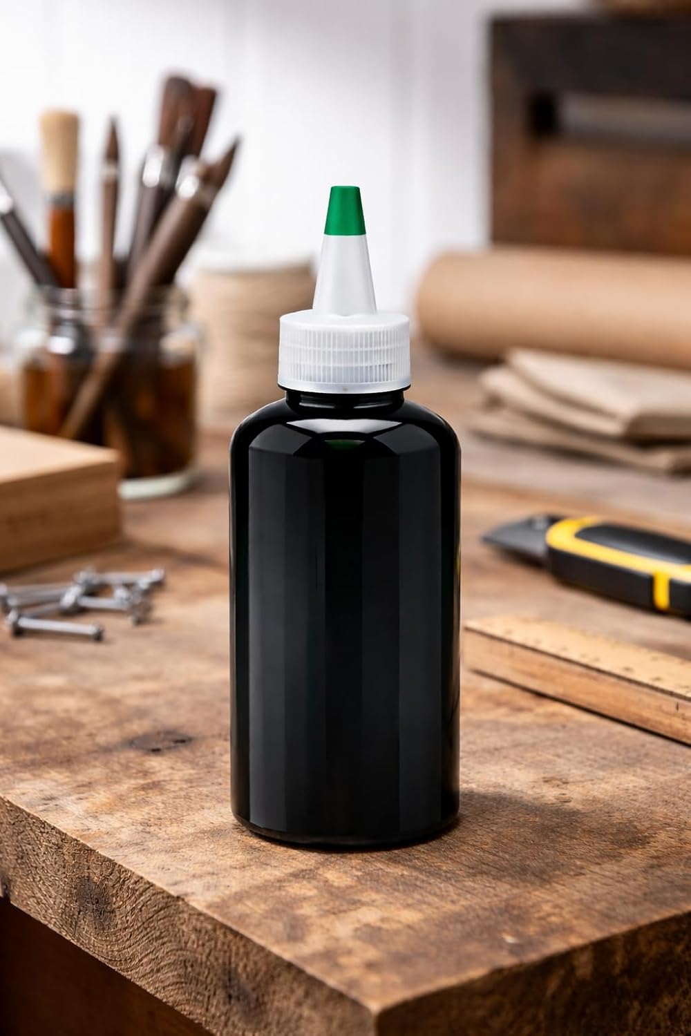 Natural Farms 8 oz Black Boston BPA FREE Bottles - 3 Pack Empty Refillable Containers - Essential Oils Aromatherapy | Natural Yorker Cap Twist Open/Close w green tip - Made in the USA